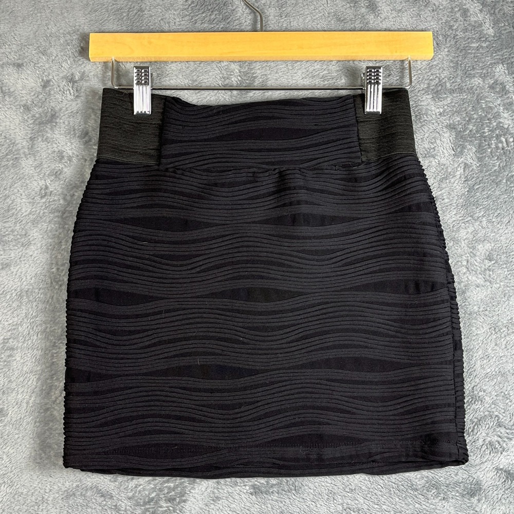 Charlotte Russe Black Striped Pencil Skirt Womens M Back Zip Business Stretch